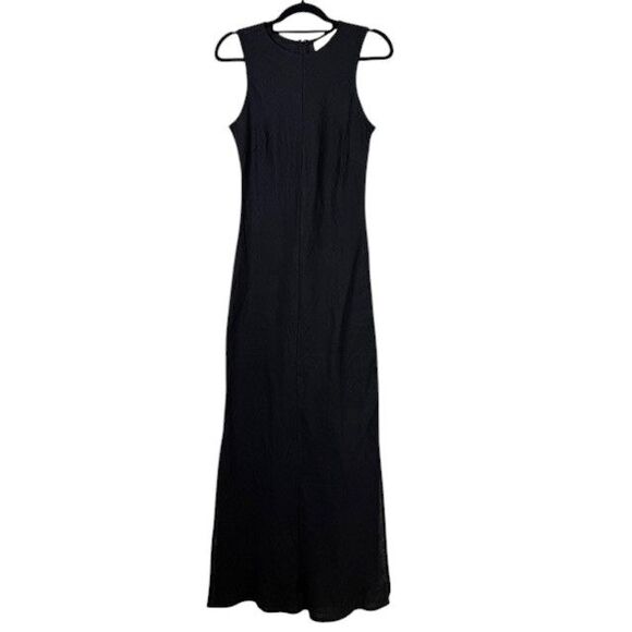 Faithfull the Brand Valenza Linen Maxi Dress Black Sleeveless Size 6 - Picture 3 of 15